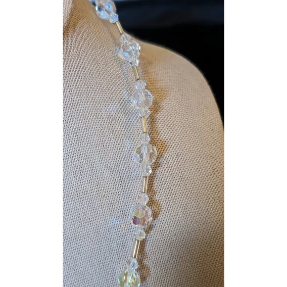 Faceted AB Crystal Bead Crystal Tube Bead Necklace - Picture 3 of 9